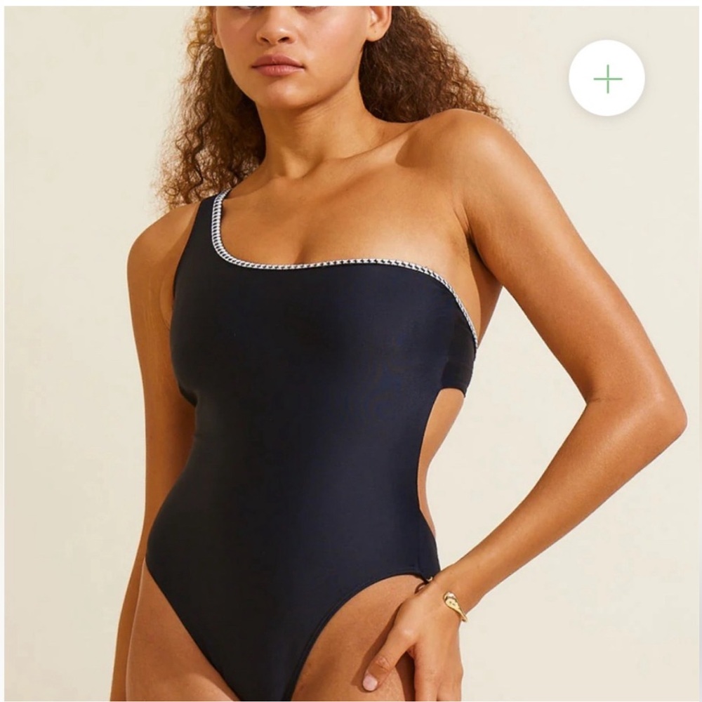 NWT LEMLEM Lena One Shoulder One Piece Black & White Swimsuit- Sz Xs